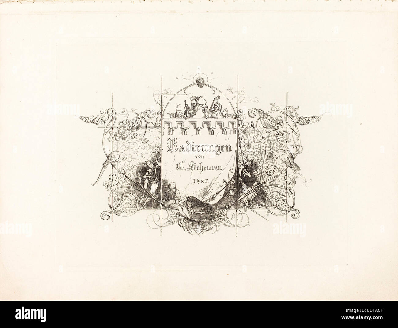 Caspar Johann Nepomuk Scheuren (tedesco, 1810 - 1887), Radirungen, 1842-1846, set completo della pagina del titolo e 25 acqueforti Foto Stock