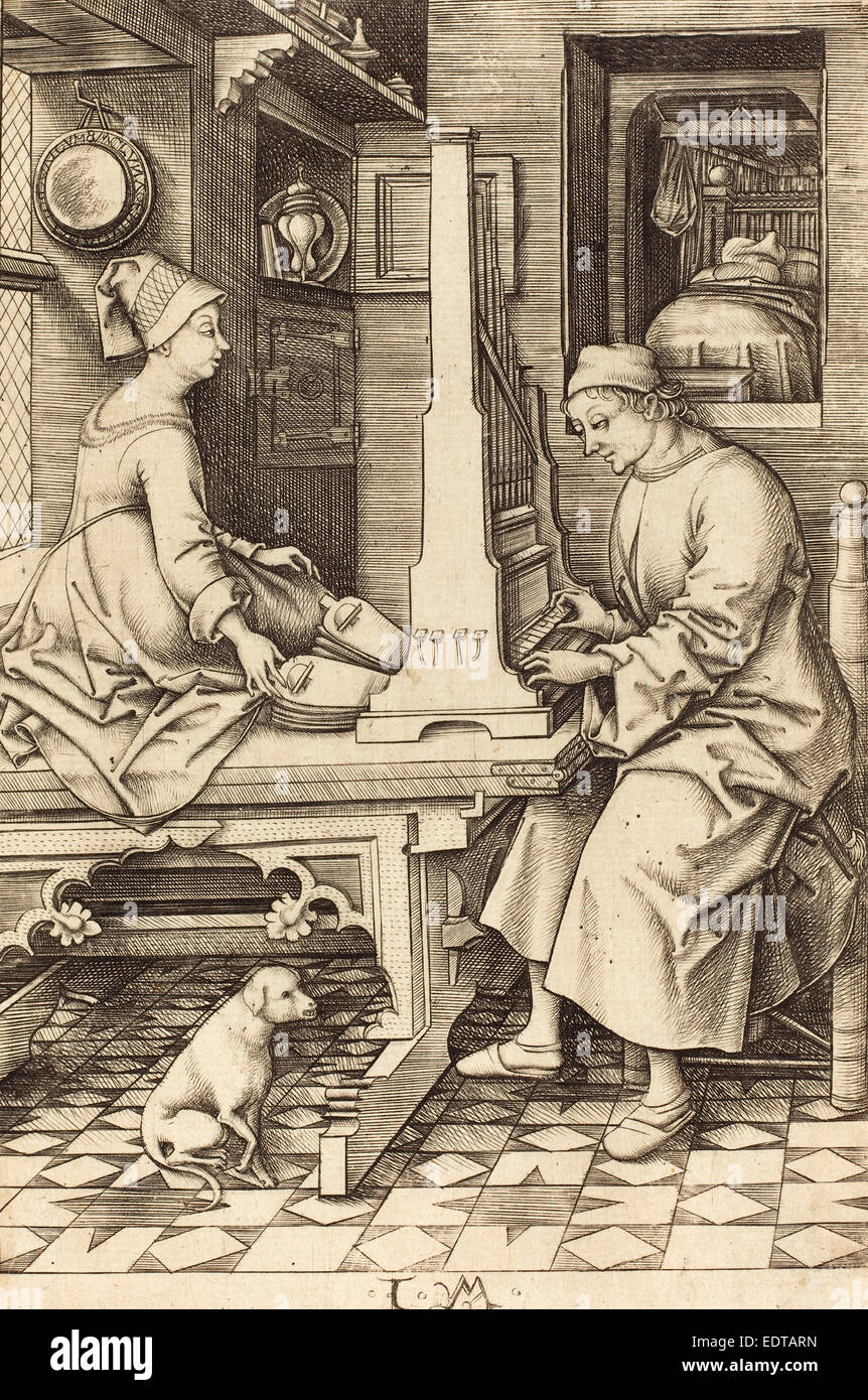 Israhel van Meckenem (tedesco, c. 1445 - 1503), il lettore di organo e di sua moglie, c. 1495-1503, incisione Foto Stock