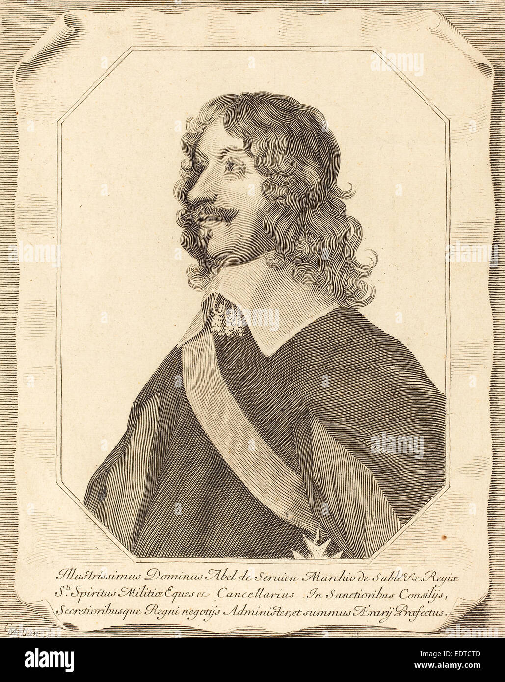 Claude Mellan (francese, 1598 - 1688), Abel Servien, nel o dopo il 1659, incisioni su carta vergata Foto Stock