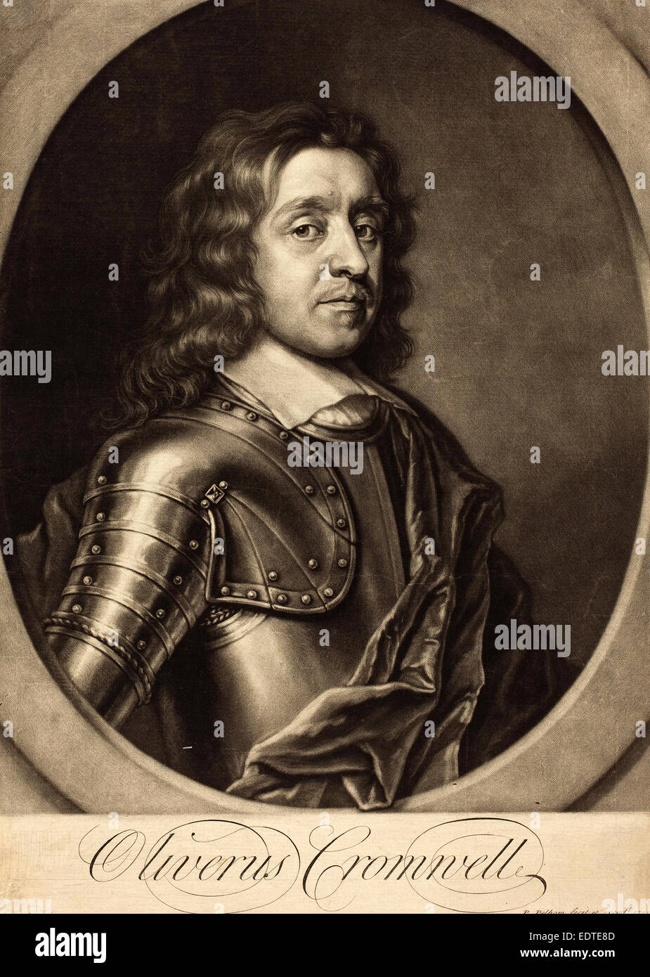 Peter Pelham dopo Robert Walker (inglese, 1684 - 1751), Oliver Cromwell, 1723 mezzatinta su cui la carta Foto Stock