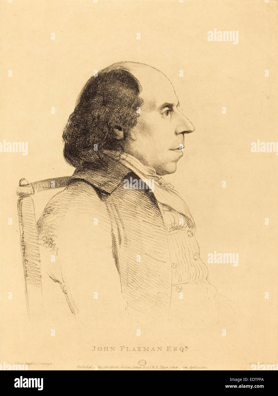 William Daniell dopo George Dance II (British, 1769 - 1837), John Flaxman, 1796, litografia Foto Stock