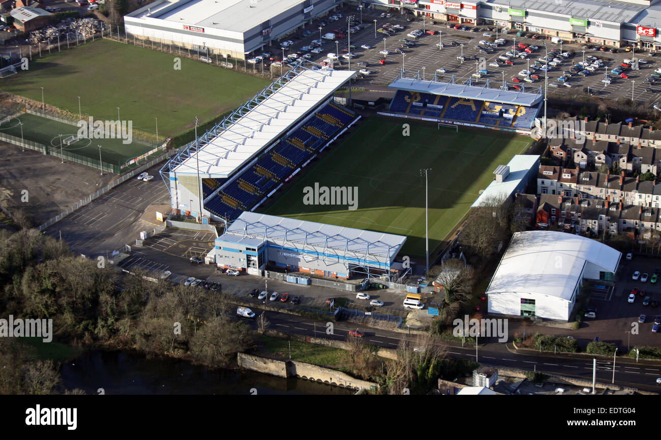 Vista aerea del Mansfield Town FC uno stadio di chiamata Campo di calcio Foto Stock