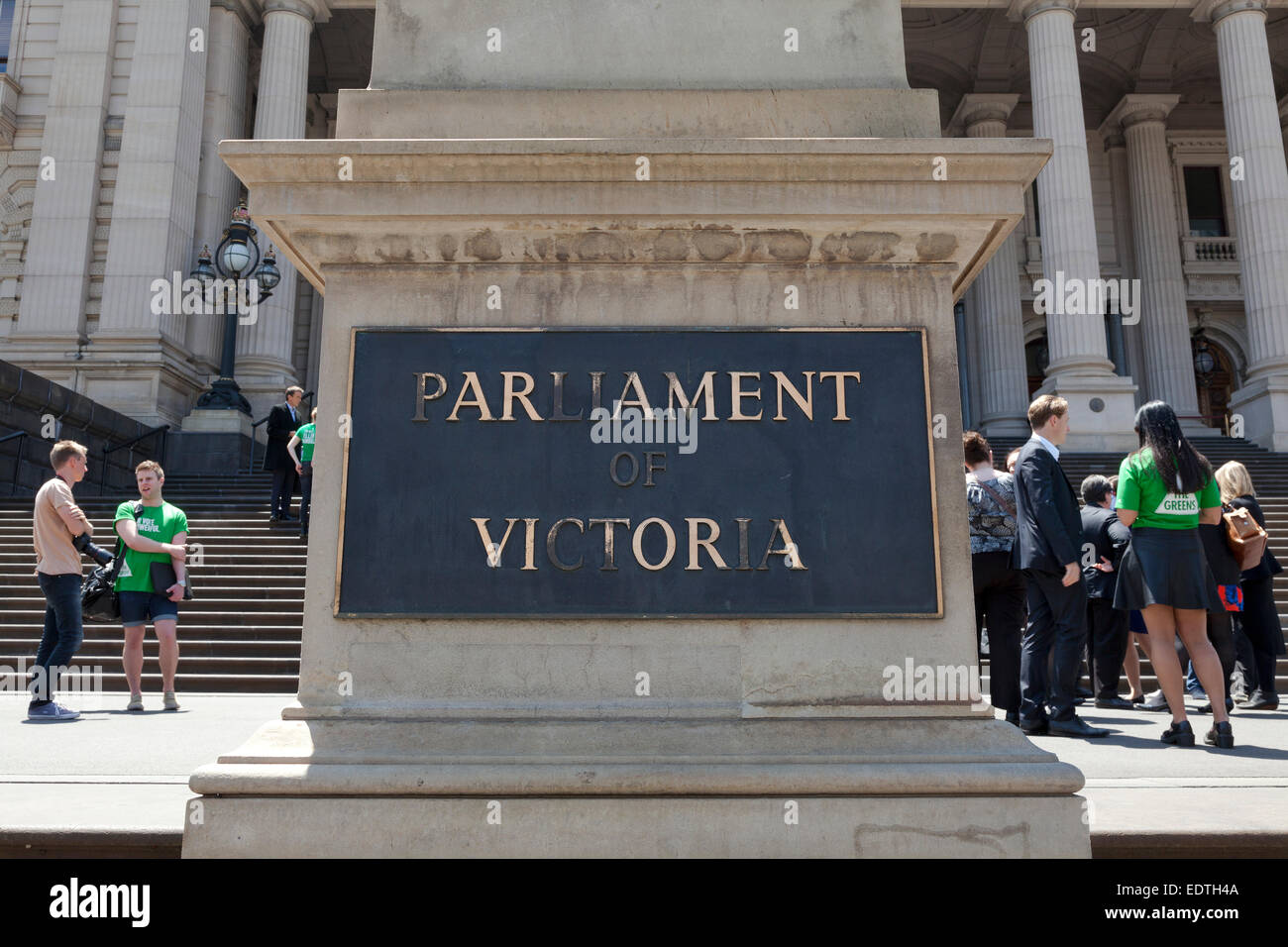 Segno della Victoria stato il Parlamento a Melbourne, Australia Foto Stock
