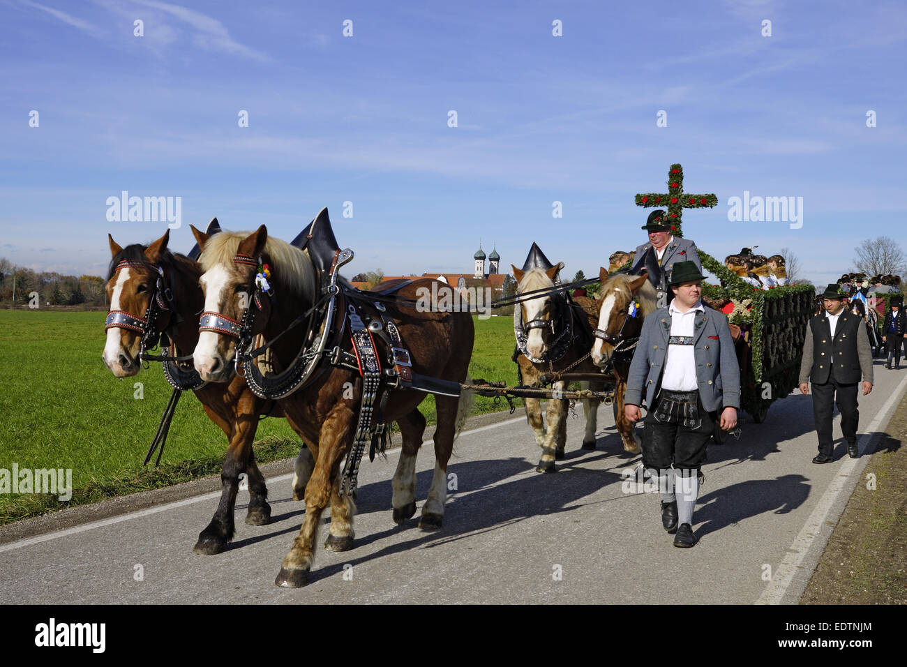 In Leonhardifahrt Benediktbeuren, Oberbayern, Deutschland,tradizionale Leonhard Parade, Leonhardifahrt in Benediktbeuern, superiore B Foto Stock