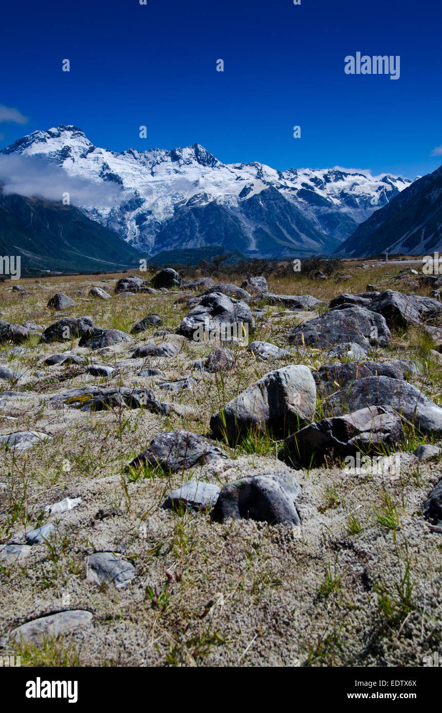 Strada di Aoraki/Mount Cook, Nuova Zelanda Foto Stock