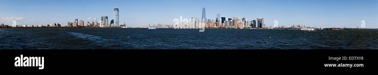 Panorama di New York City, Jersey City, Brooklyn e Governors Island Foto Stock