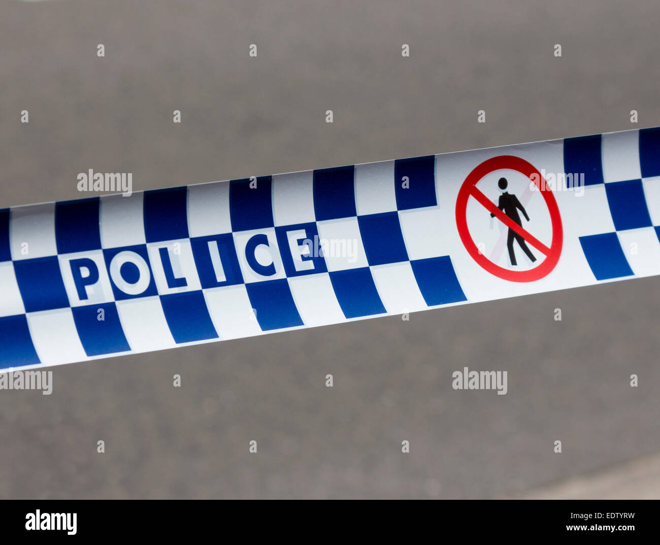 La polizia della scena del crimine nastro non immettere alcuna voce Sydney NSW Australia Foto Stock