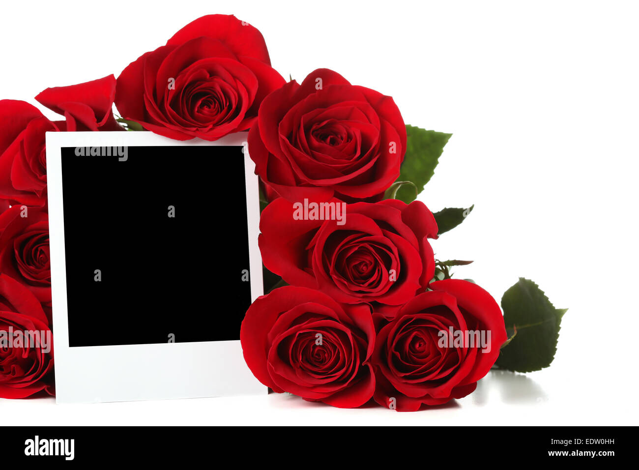 Bouquet di rose con foto vuota Foto Stock