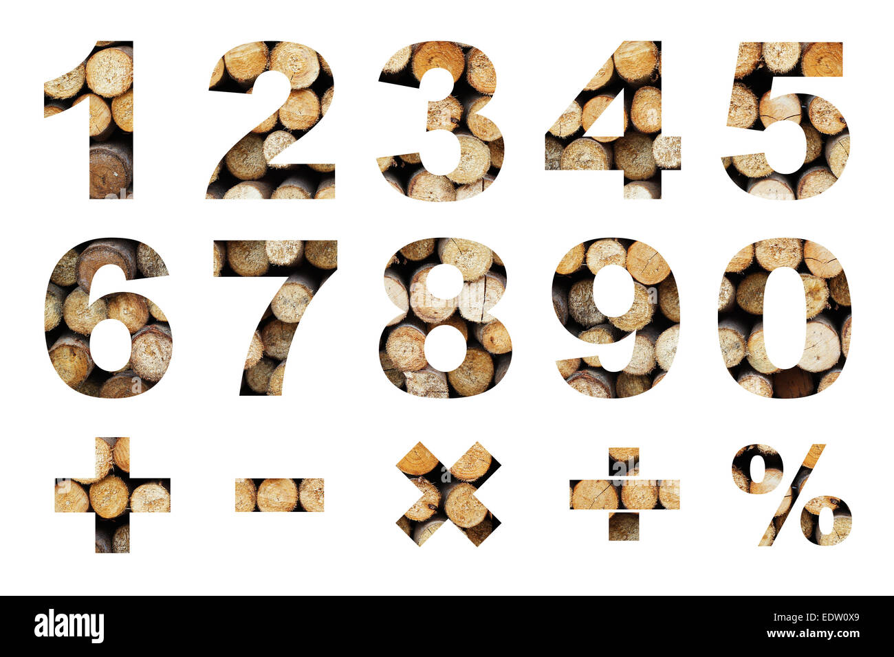 Uno a zero i numeri e la base dei simboli matematici realizzato dal moncone immagine dello stack Foto Stock