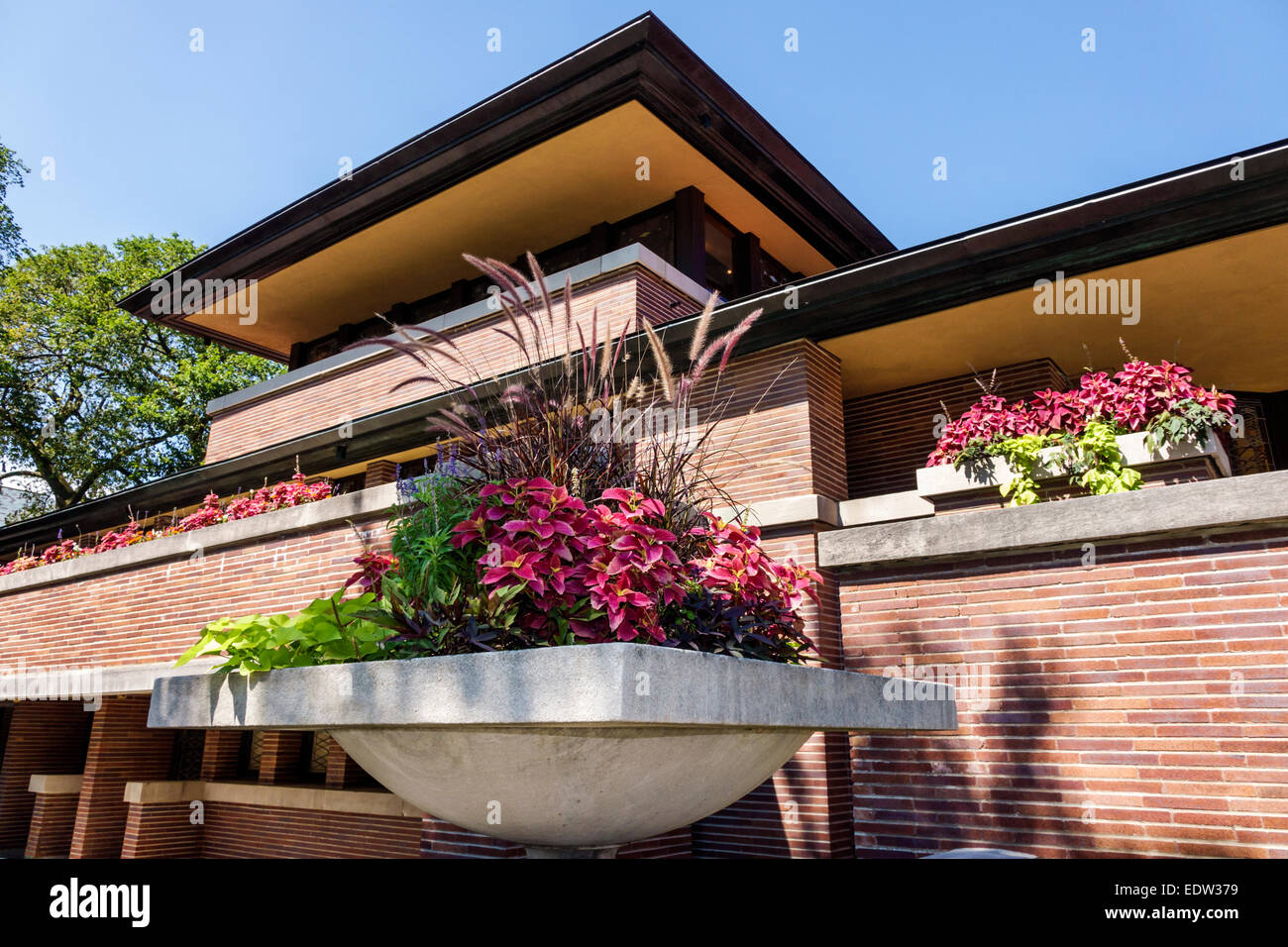 Chicago, Illinois, Hyde Park, Frederick C. Robie House, campus, Università di Chicago, architetto Frank Lloyd Wright progettato, IL140907040 Foto Stock