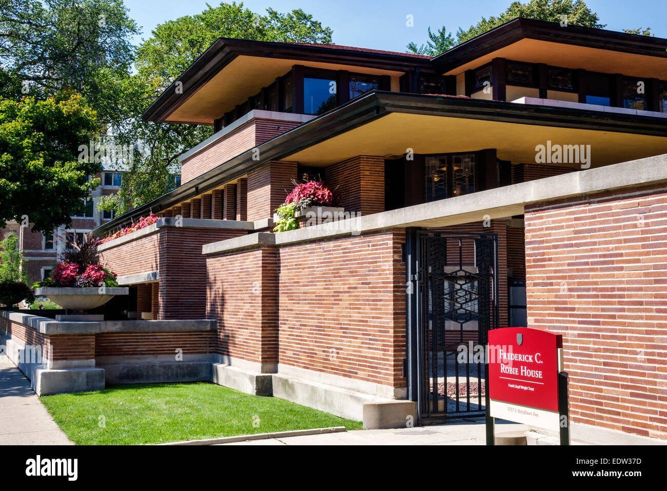 Chicago, Illinois, Hyde Park, Frederick C. Robie House, campus, Università di Chicago, architetto Frank Lloyd Wright progettato, IL140907042 Foto Stock