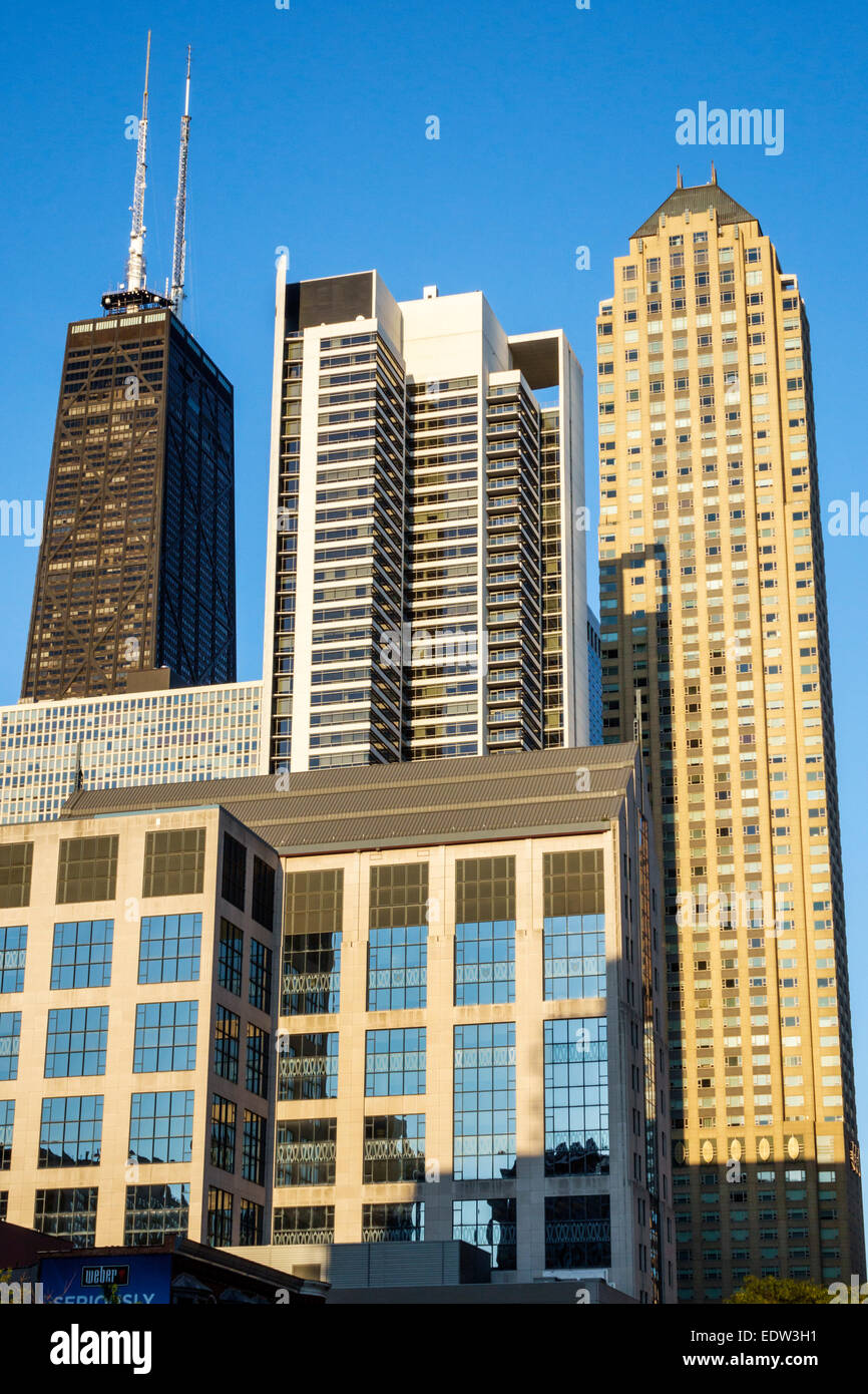 Chicago, Illinois, River North, skyline della città, grattacieli, edifici, Willis Sears Tower, IL140907108 Foto Stock