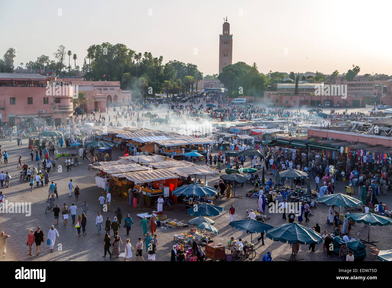 Jeema el Fna a Marrakech, Marocco. Foto Stock