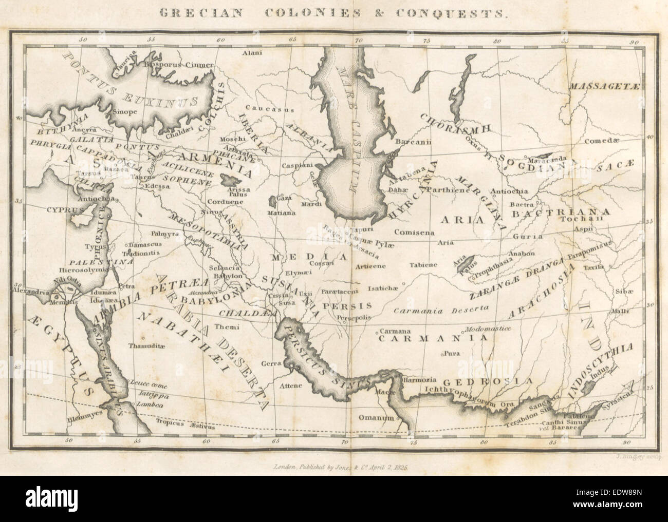 (1825) Mappa delle colonie greche e di conquiste Foto Stock