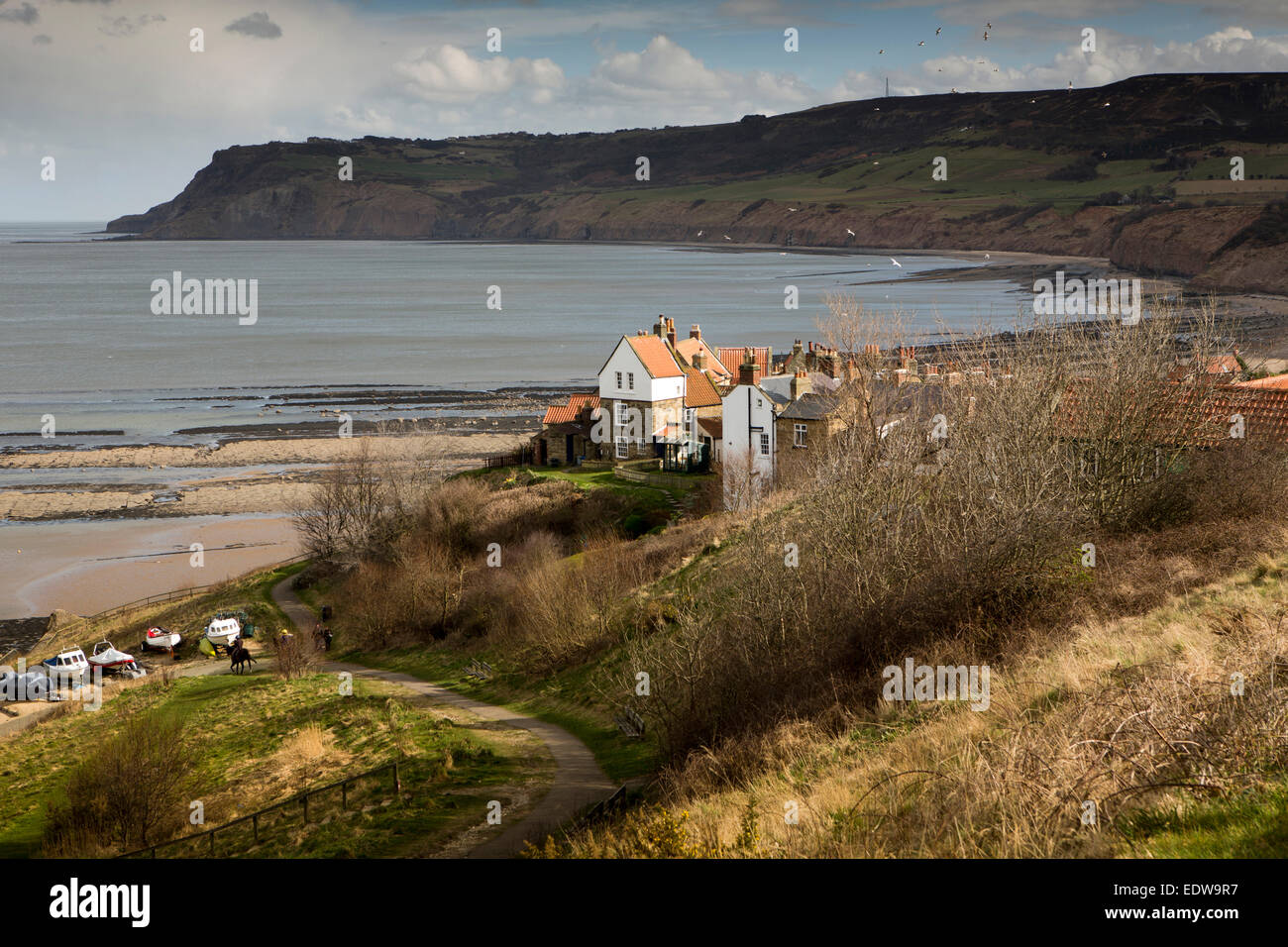 Regno Unito, Inghilterra, Yorkshire, Robin Hood's Bay, villaggio inferiore Foto Stock