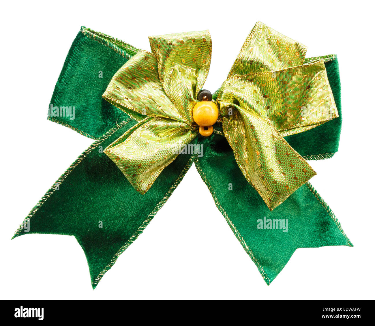 Colore verde bow su sfondo bianco (isolato) Foto Stock