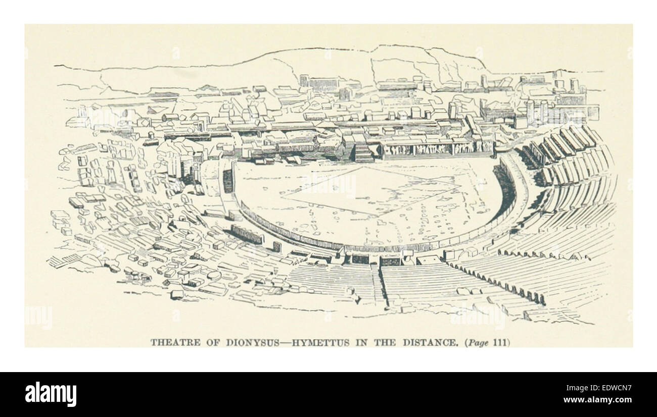 L'illustrazione della Chiesa del 1893 raffigura il Teatro di Dioniso ad Atene, uno dei più importanti siti culturali dell'antica Grecia. Il teatro era dedicato a Dioniso, il dio del vino e del teatro. Foto Stock