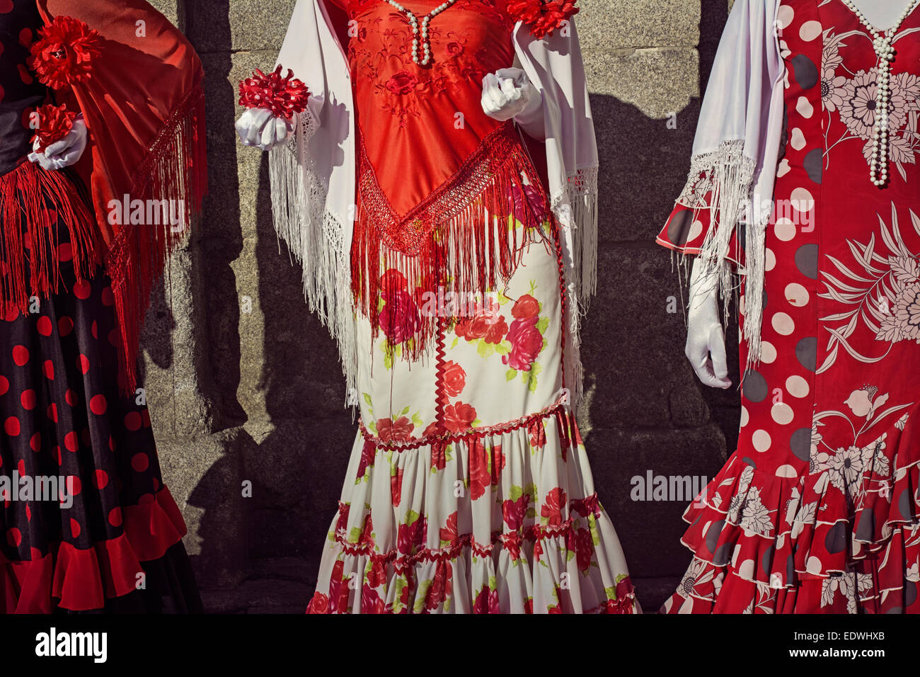 Tradizionali abiti di flamenco, Spagna Foto Stock