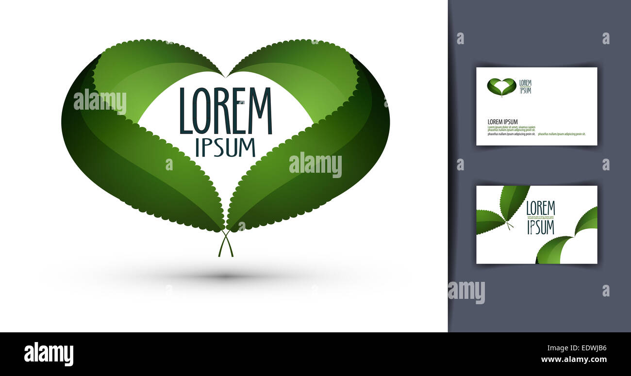 Vettore di cuore logo design modello. ecologia o bio icona. Foto Stock