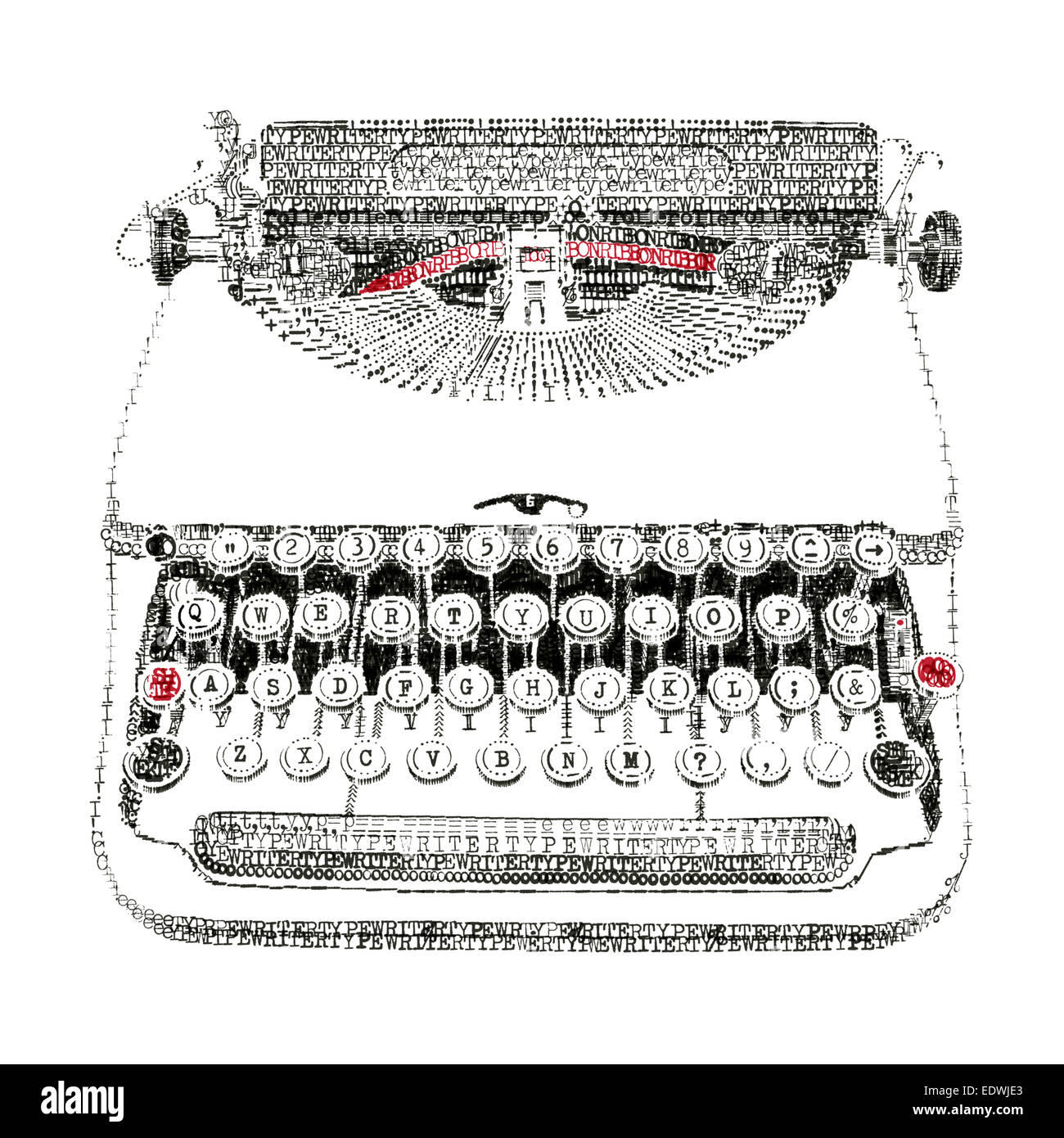 Nastri inchiostratori per macchine da scrivere in arte scrivere illustrazione Foto Stock