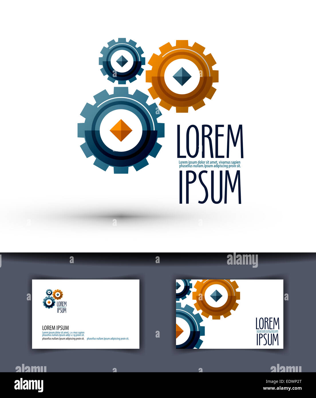Vettore di Business logo design modello. Ingranaggio o icona di lavoro. Foto Stock