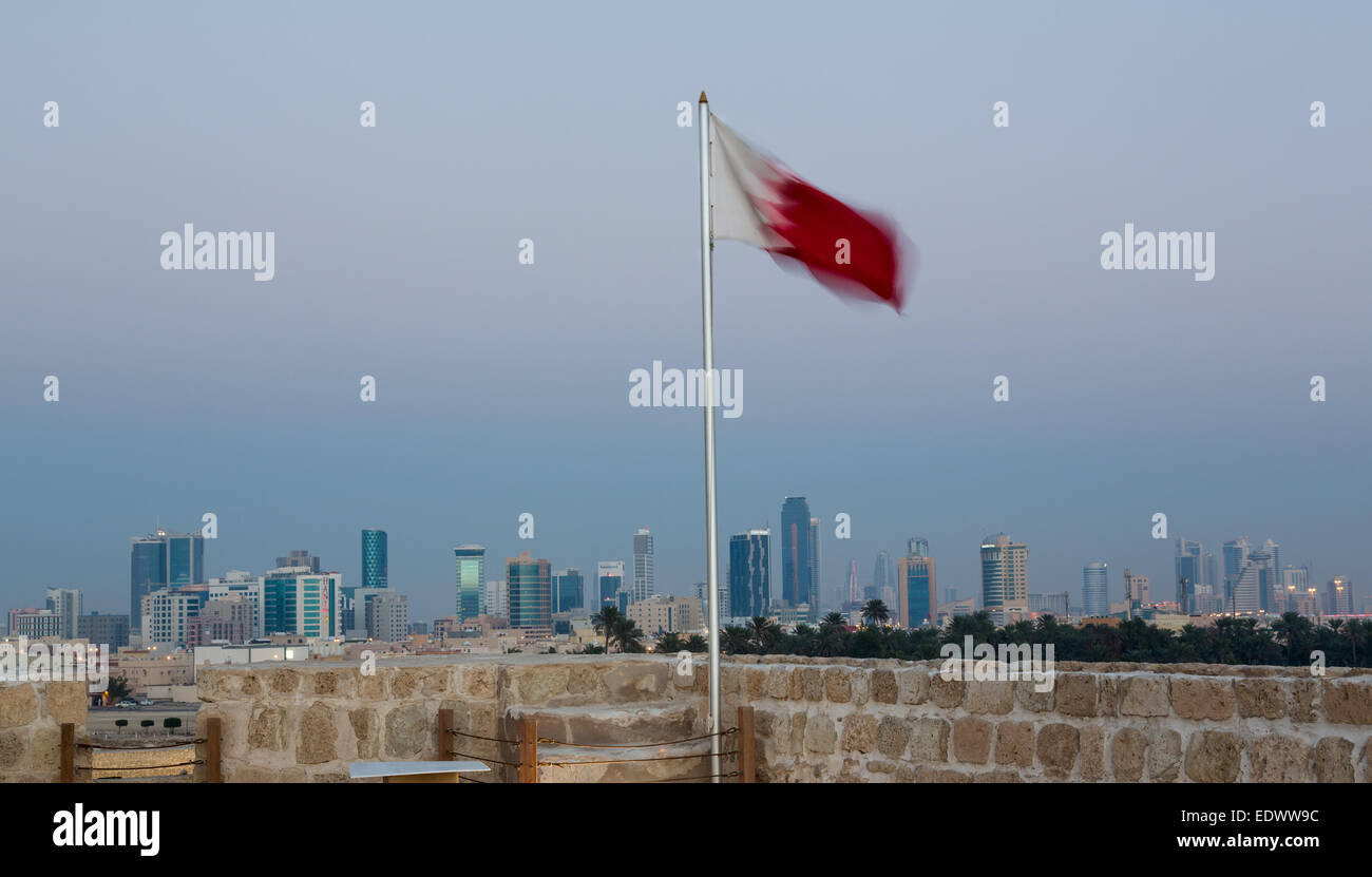 Rovine intorno al recontructed Bahrain Fort vicino a Manama al Seef, Bahrain Foto Stock