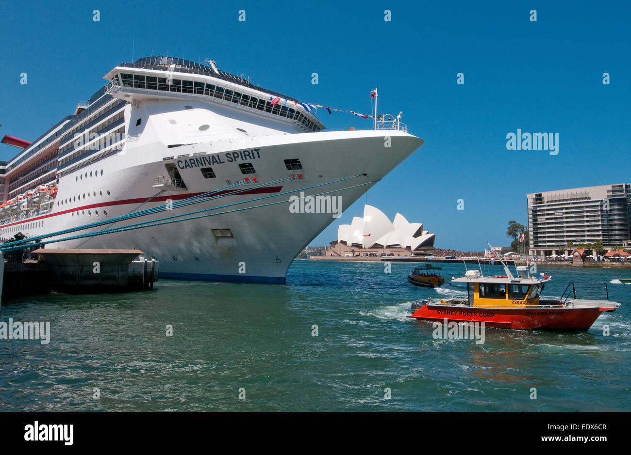 La nave di crociera e nave pilota presso il Circular Quay, Porto di Sydney, Nuovo Galles del Sud, Australia Foto Stock