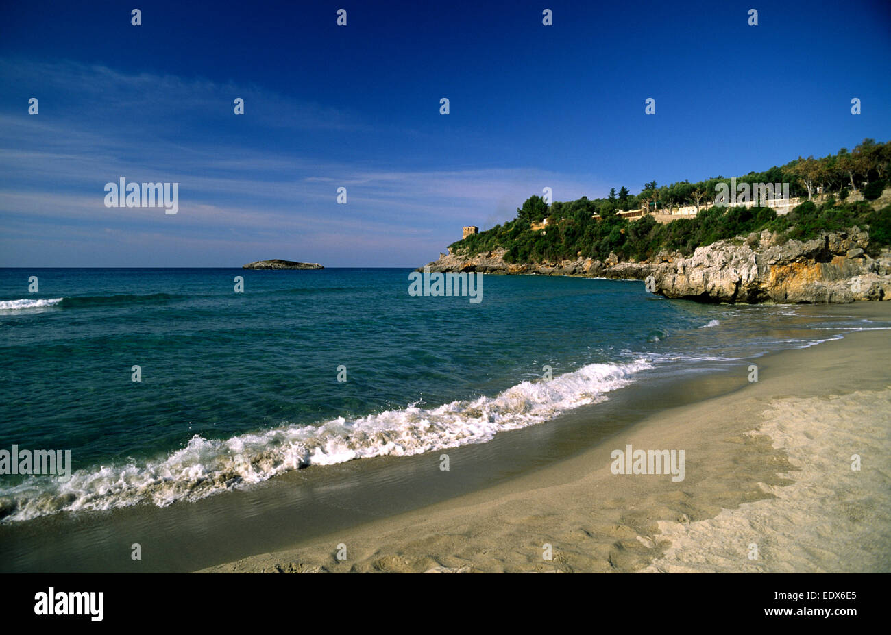 Italia, Campania, Parco Nazionale del Cilento, Marina di Camerota, Spiaggia di Calanca Foto Stock