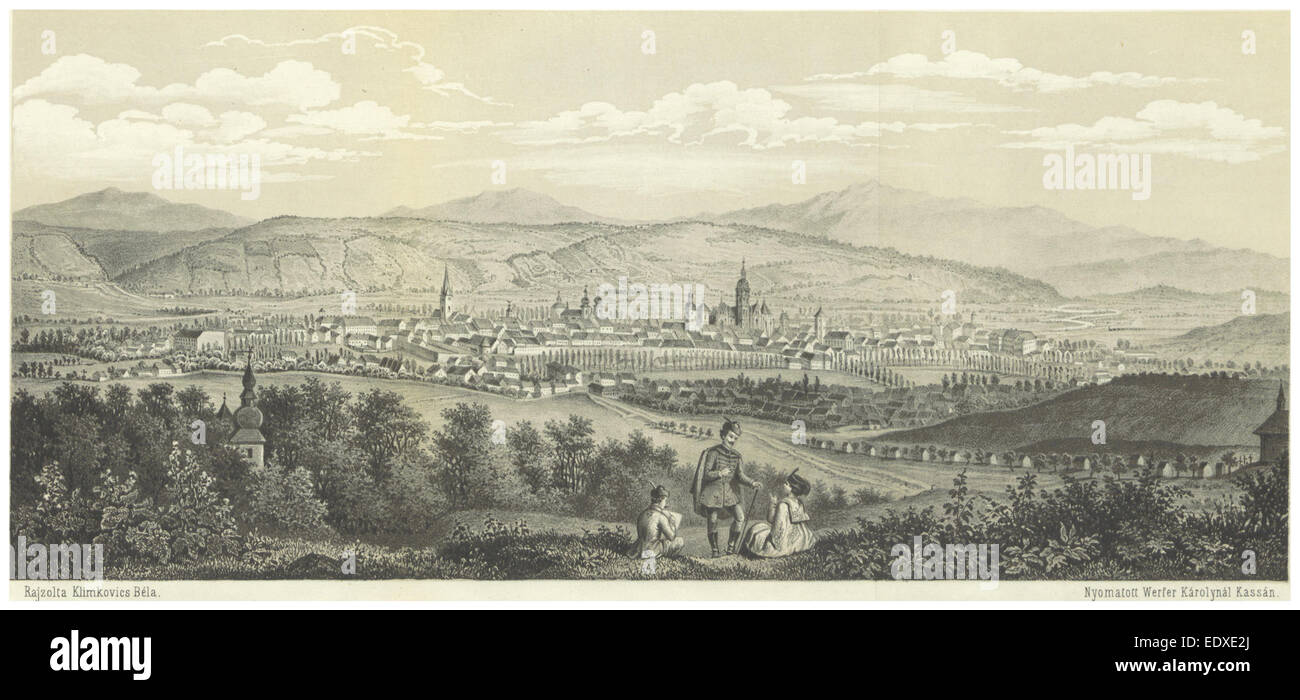 Questa voce del 1861 fa riferimento a una mappa o illustrazione relativa a KoC5A1ice (probabilmente Košice), una città della Slovacchia. Il titolo include il contesto storico degli anni '1850, fornendo approfondimenti sullo sviluppo della regione durante il XIX secolo. Foto Stock