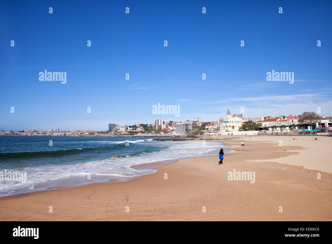 Spiaggia dell'Oceano Atlantico in località di Estoril in Portogallo. Foto Stock