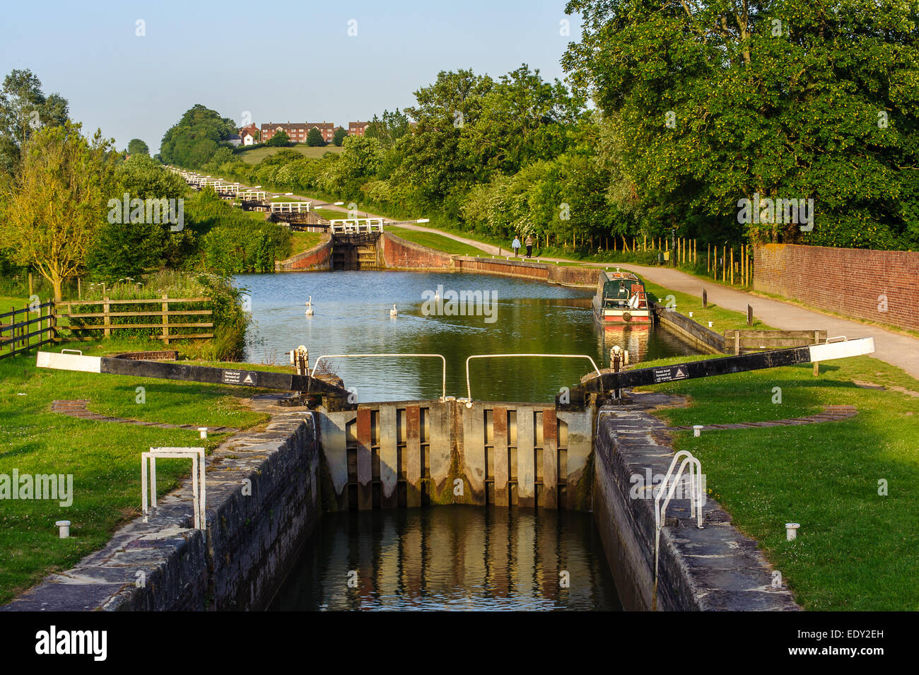 Tramonto a Caen Hill Devizes Wiltshire Foto Stock