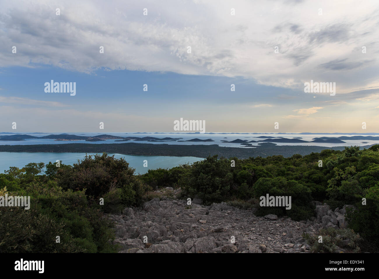 La Croazia ha incoronato isola tramonto Foto Stock