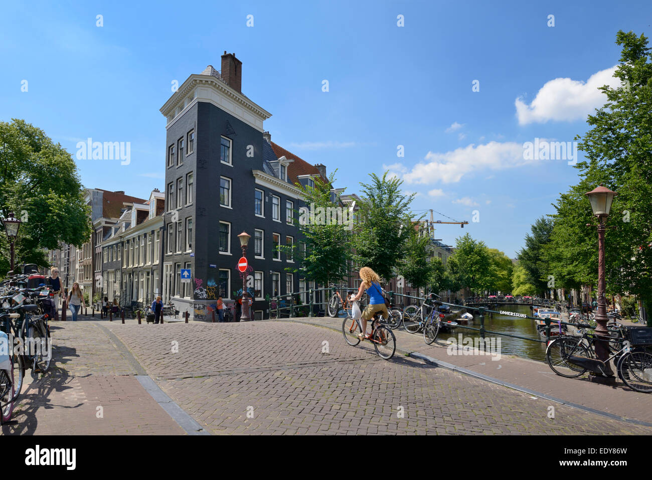 Ponte sul canale, Prinsengracht, Amsterdam, Olanda Settentrionale, Paesi Bassi, Europa Foto Stock