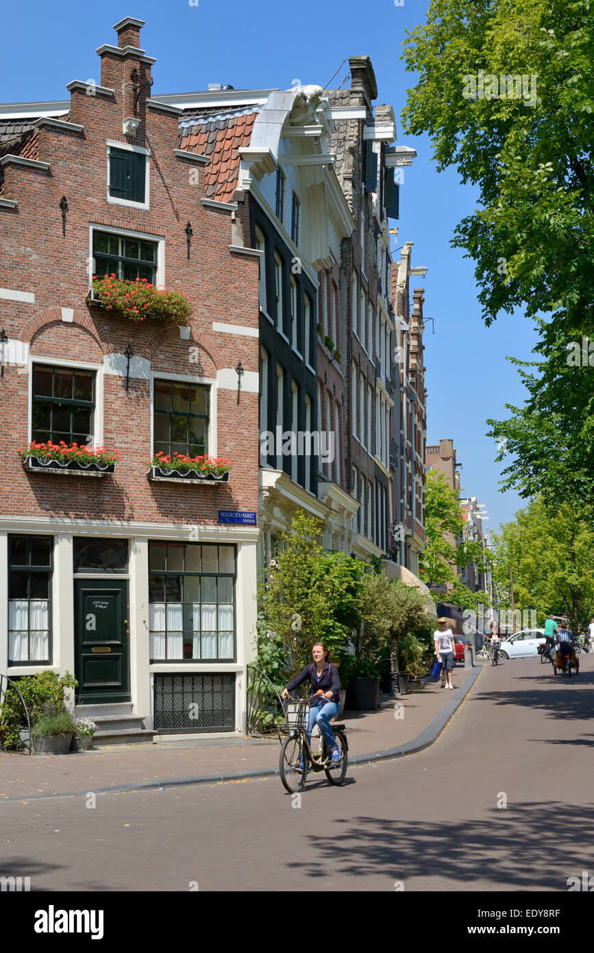 Banca Canale di Beagle case, Prinsengracht, Noordermarkt, Amsterdam, Olanda Settentrionale, Paesi Bassi, Europa Foto Stock
