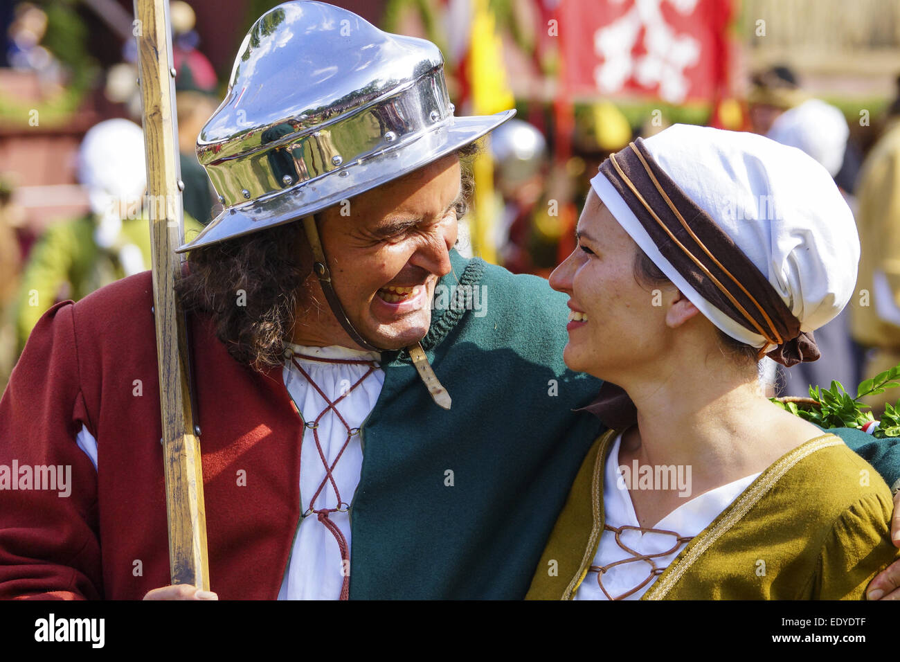 Mittelalterliche Spiele während der Landshuter Hochzeit in Landshut, Niederbayern, Bayern, Deutschland, Europa, giochi medievali d Foto Stock