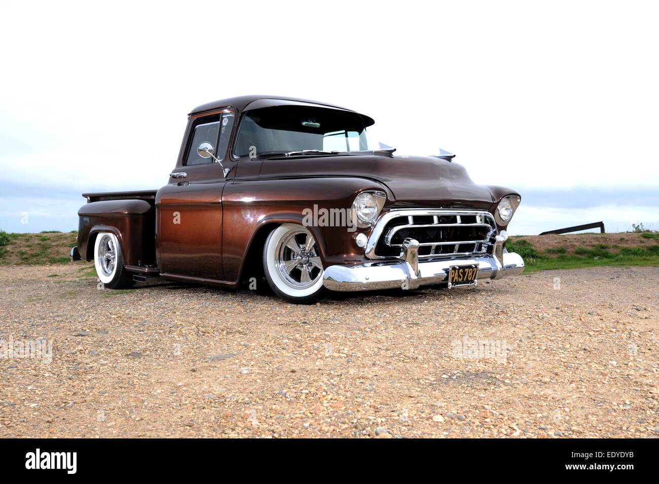 Modificato 1957 Chevy 3100 Step-lato carrello elevatore di prelievo Foto Stock