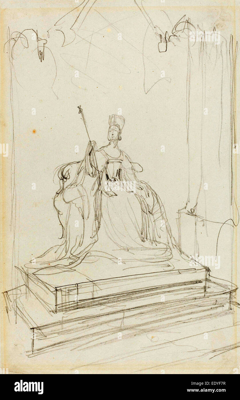 Sir George Hayter (British, 1792 - 1871), studio per "Queen Victoria apertura Parlamento", 1838, Grafite su carta intessuta Foto Stock