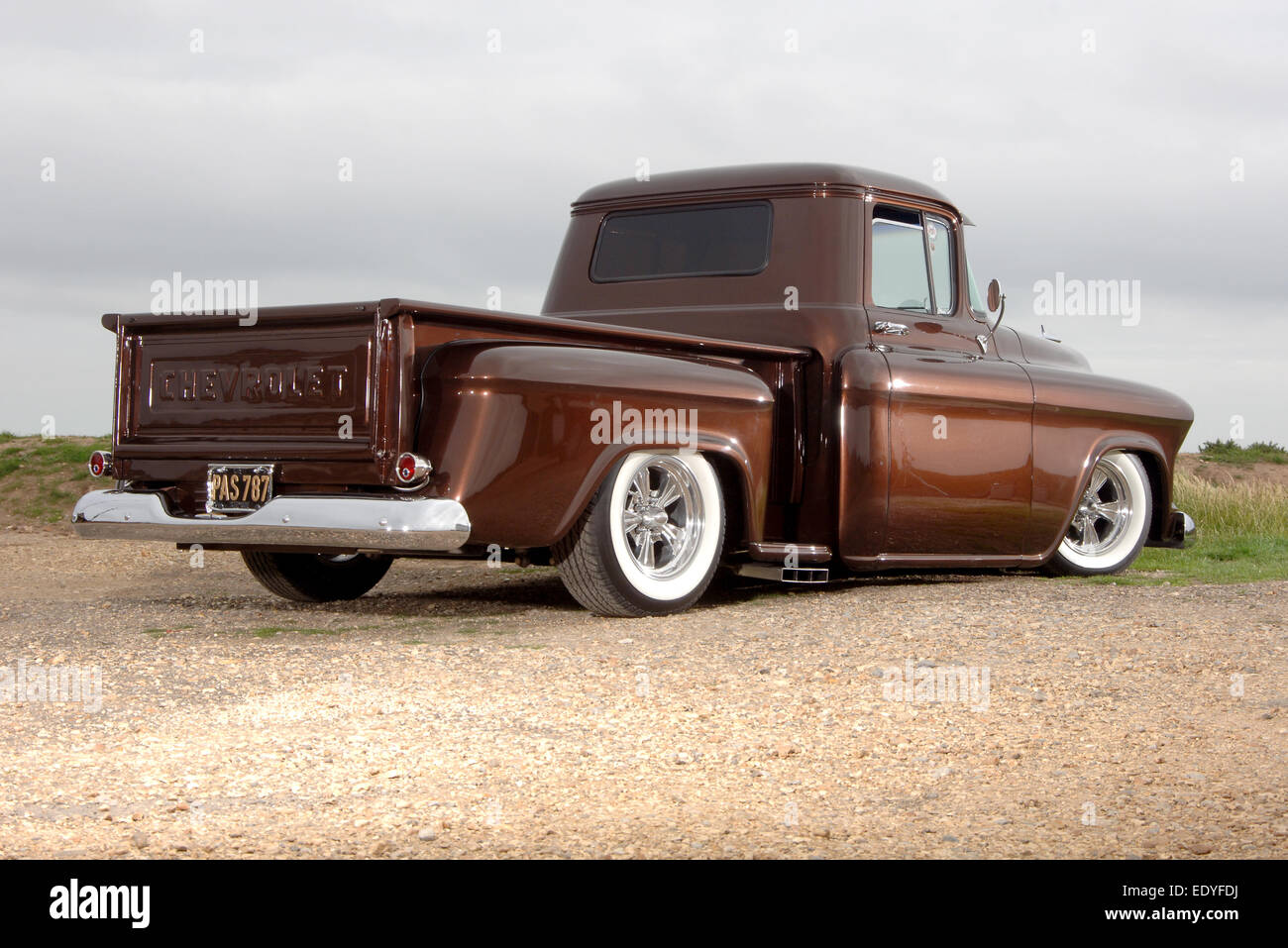 Modificato 1957 Chevy 3100 Step-lato carrello elevatore di prelievo Foto Stock