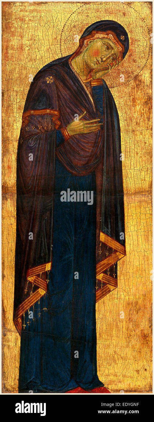 Master dei francescani crocifissi, il lutto Madonna, italiano, attivo seconda metà del XIII secolo, c. 1272, tempera su pannello Foto Stock