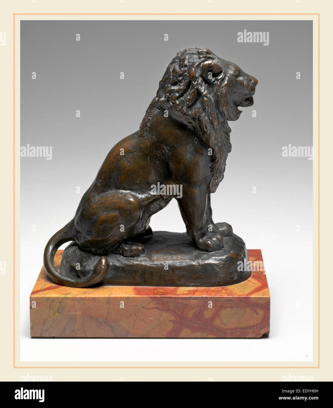 Antoine-Louis Barye, Leone seduto, Francese, 1795-1875, Modello c. 1846, cast dopo 1870, bronzo Foto Stock