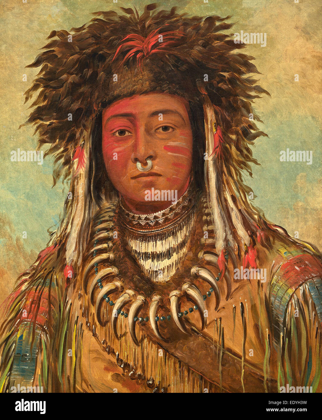 George Catlin, ragazzo capo - Ojibbeway, americano, 1796 - 1872, 1843, olio su tela Foto Stock