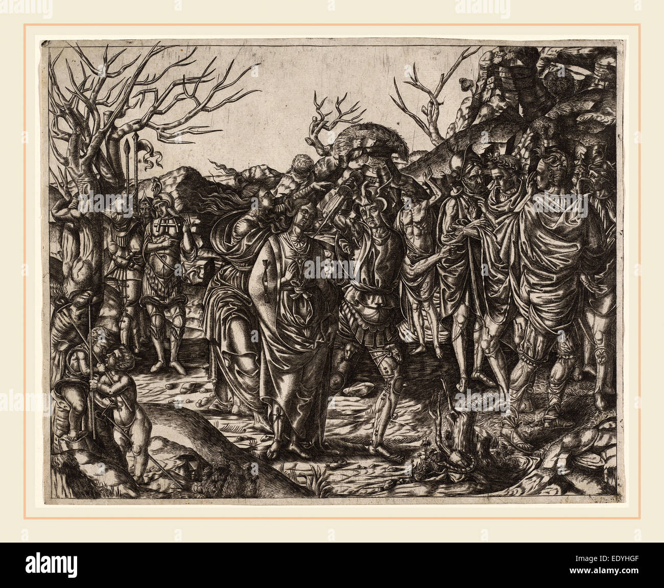 L'italiano del XVI secolo, la morte di Virginia, c. 1500-1510, incisione Foto Stock