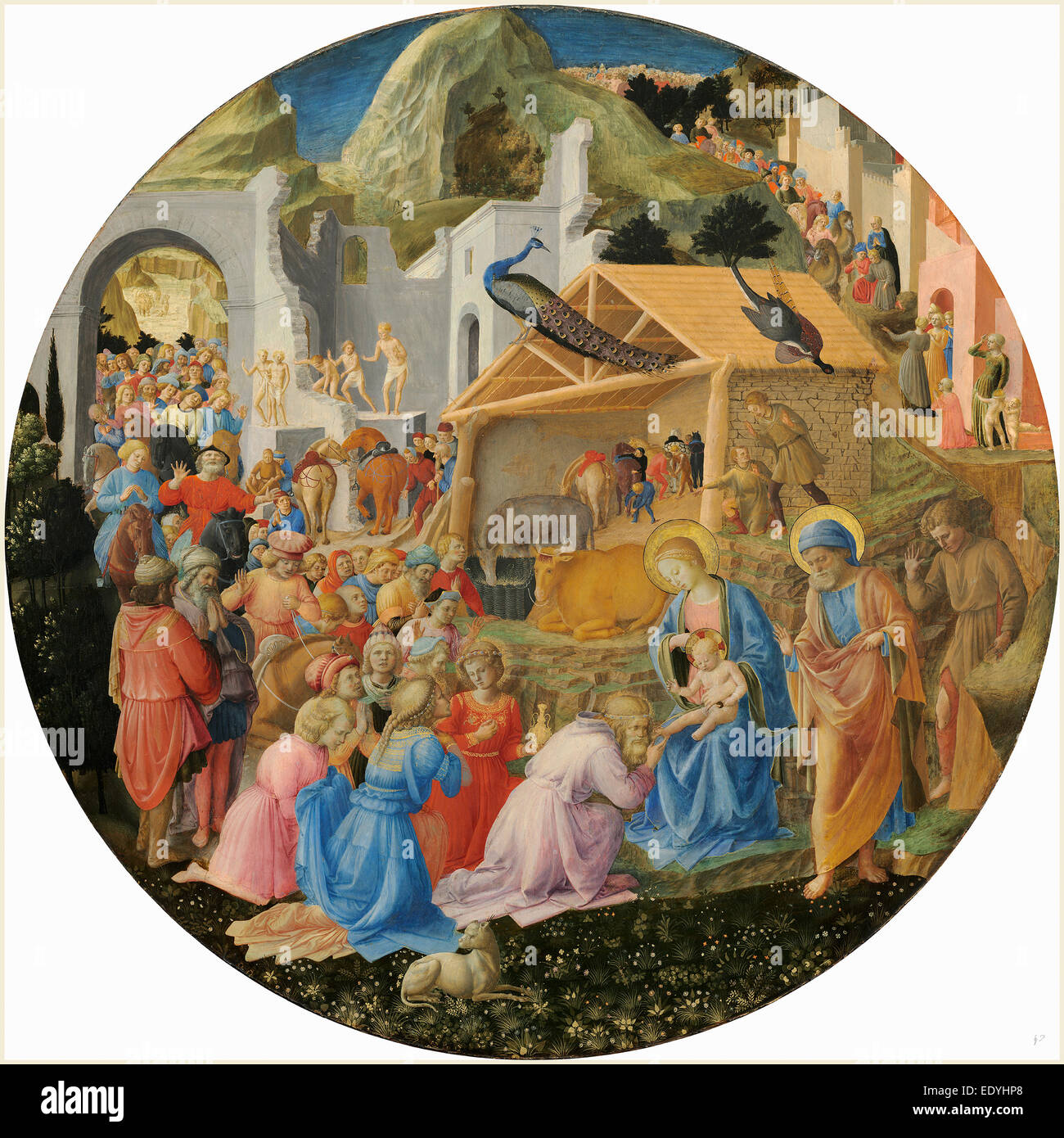 Beato Angelico e Fra Filippo Lippi, italiano (c. 1395-1455), l'Adorazione dei Magi, c. 1440-1460, tempera su pannello Foto Stock