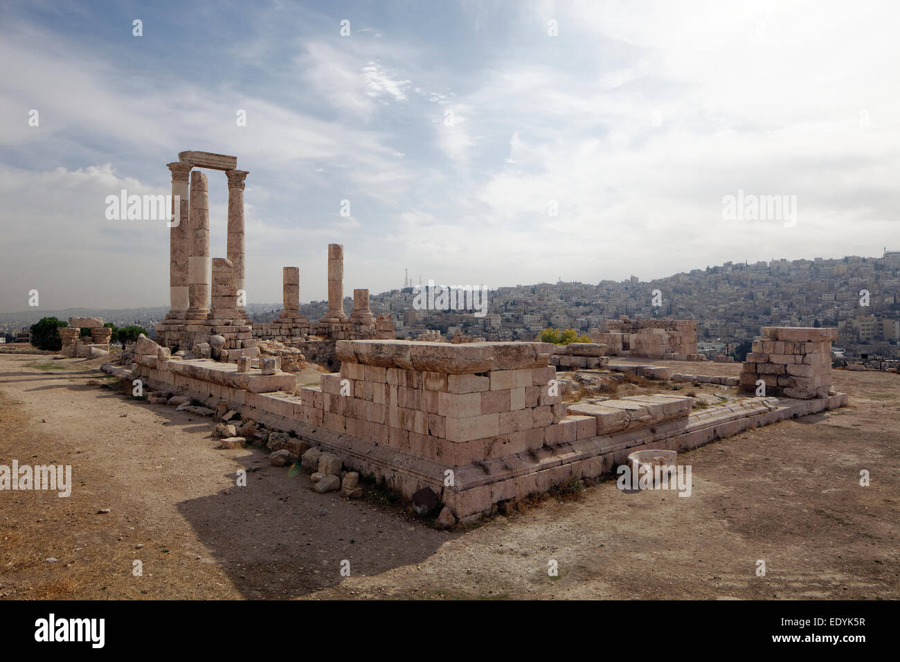 Tempio di Ercole, Jabal el Qala, cittadella di Amman, rovine, colonne, Amman, Giordania Foto Stock