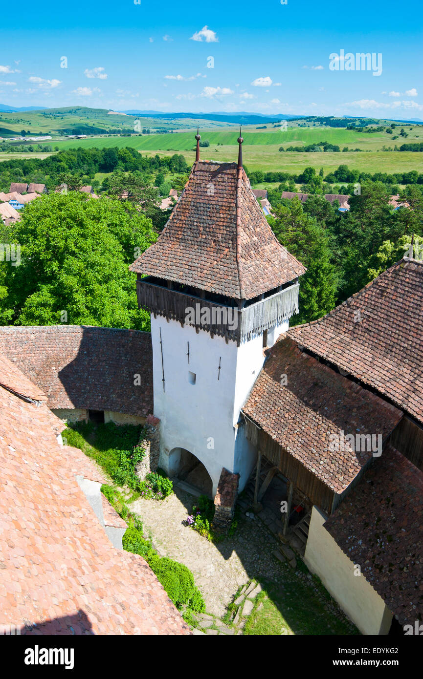 Fortificato chiesa sassone, Sito Patrimonio Mondiale dell'UNESCO, Viscri, Romania Foto Stock