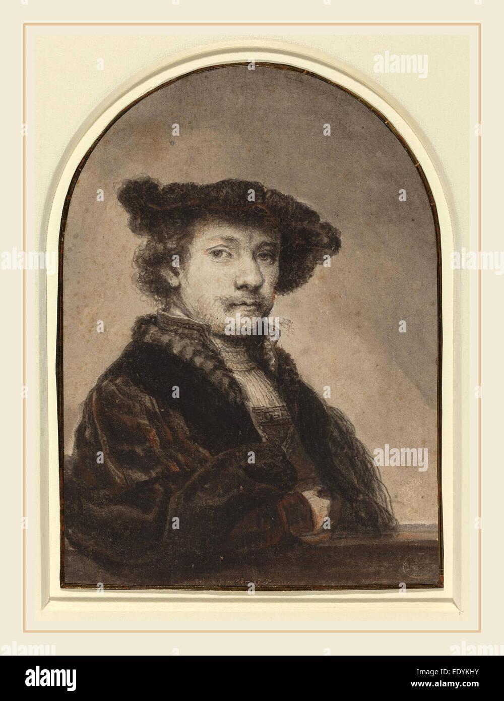 Ferdinand Bol, olandese (1616-1680), Rembrandt van Rijn, c. 1640, gesso, penna, pennello e lavare sul foglio Foto Stock