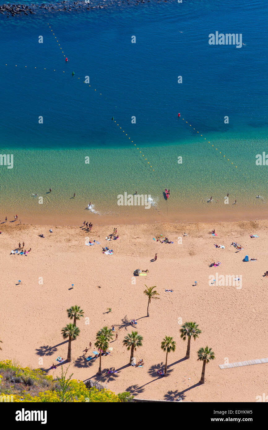 Spiaggia di Playa de Las Teresitas, San Andres, Santa Cruz de Tenerife, Tenerife, Isole Canarie, Spagna Foto Stock