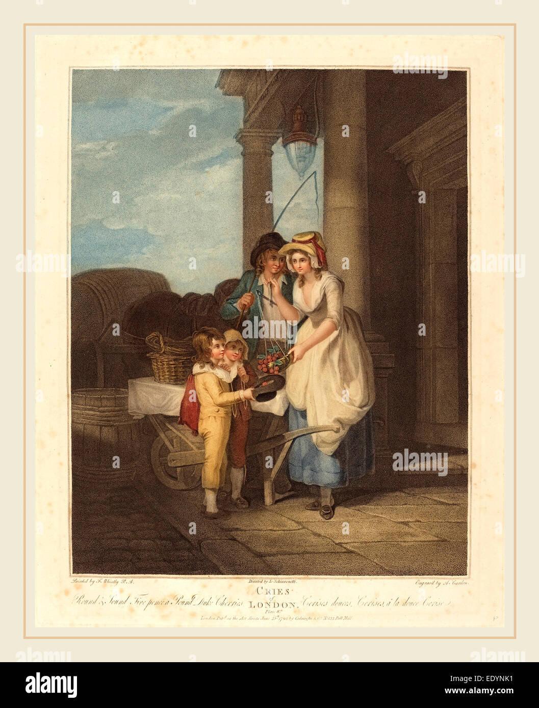 Anthony Cardon dopo Francesco Wheatley, British (1772-1813), rotonda e suono, cinque centesimi per libbra, duca di ciliegie, pubblicato 1795 Foto Stock