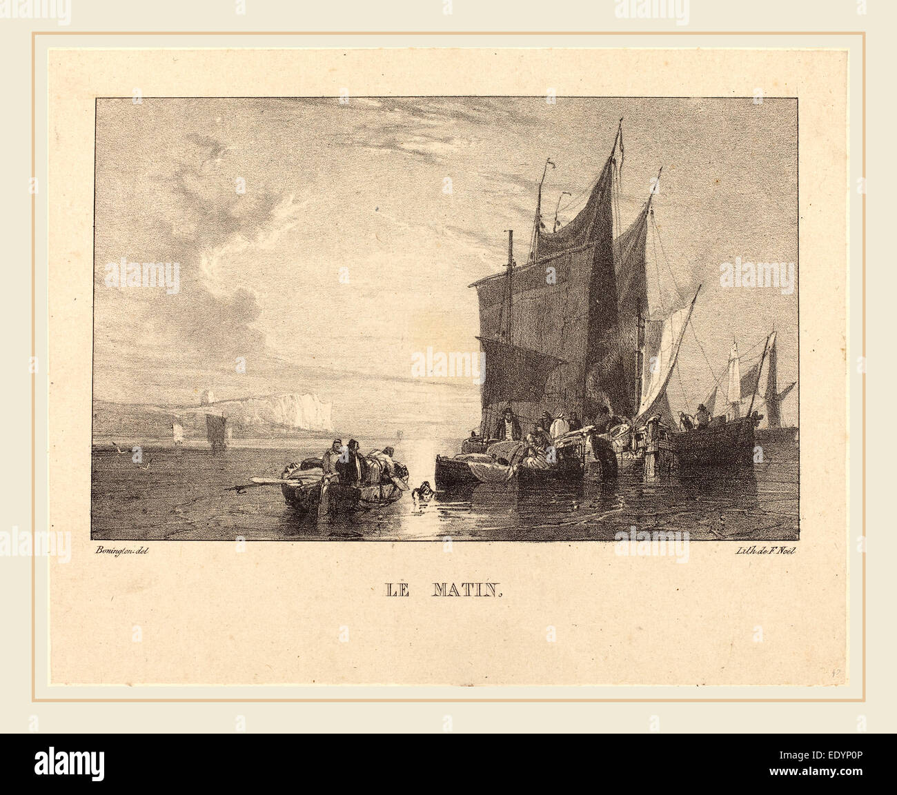 Richard Parkes Bonington, British (1802-1828), Le Matin, 1824, litografia Foto Stock