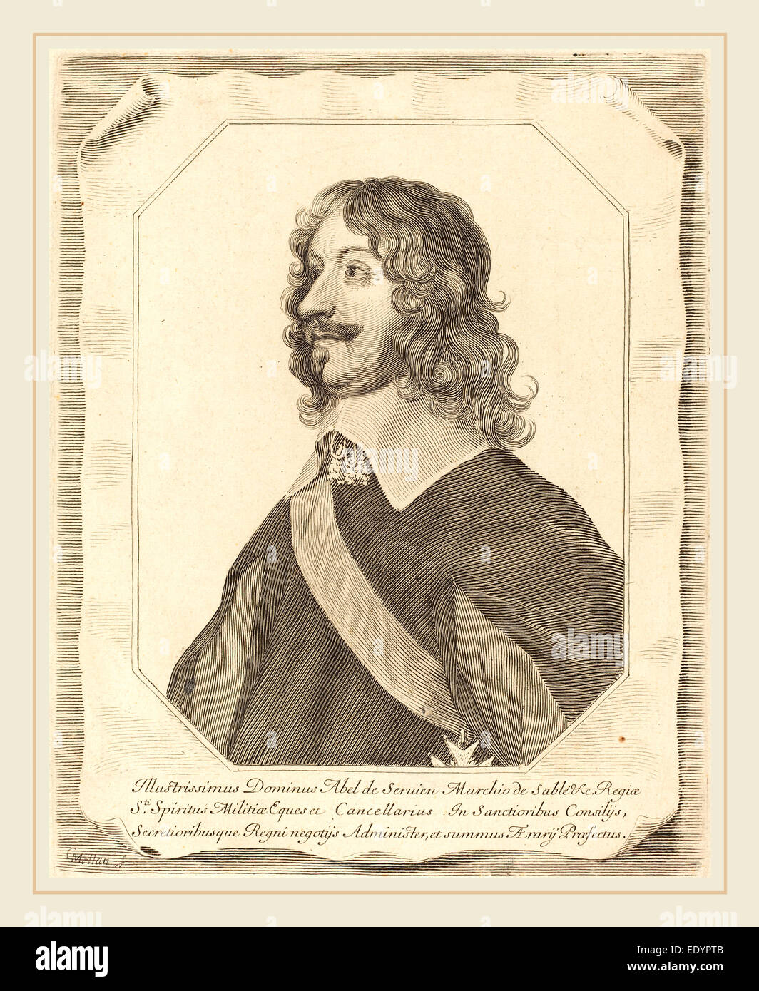 Claude Mellan, francese (1598-1688), Abel Servien, nel o dopo il 1659, incisioni su carta vergata Foto Stock